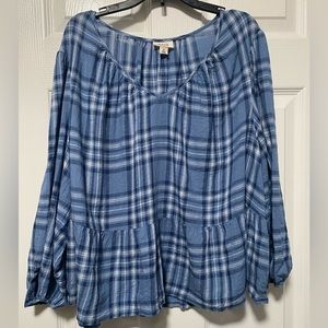 Ana Blue & White Printed Blouse.